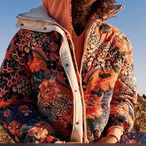 Free People Powerhouse Puffer Midnight Multicolor Jacket L $268 retail NWOT